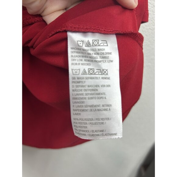 Susan Graver Womens Top Size Large Red Liquid Knit Bell Sleeve Office Work - Picture 7 of 7